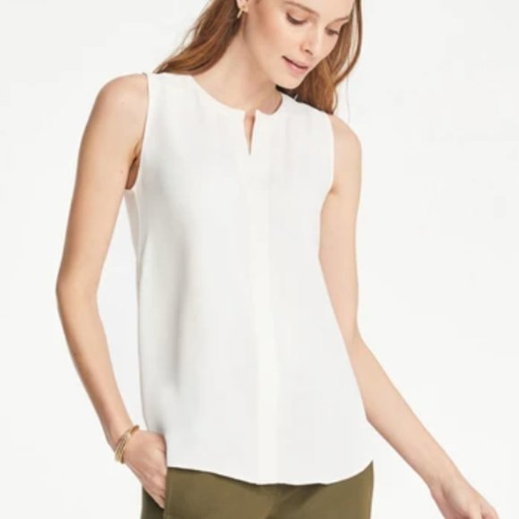 LOFT Tops - Loft Mixed Media Split Neck Shell